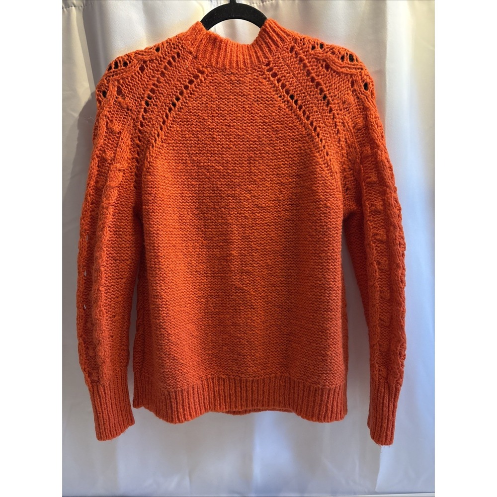 J.Crew Sweater‎ Women XS Cable Knit Pointelle Flowers Alpaca Wool Cottage Core - Picture 3 of 7